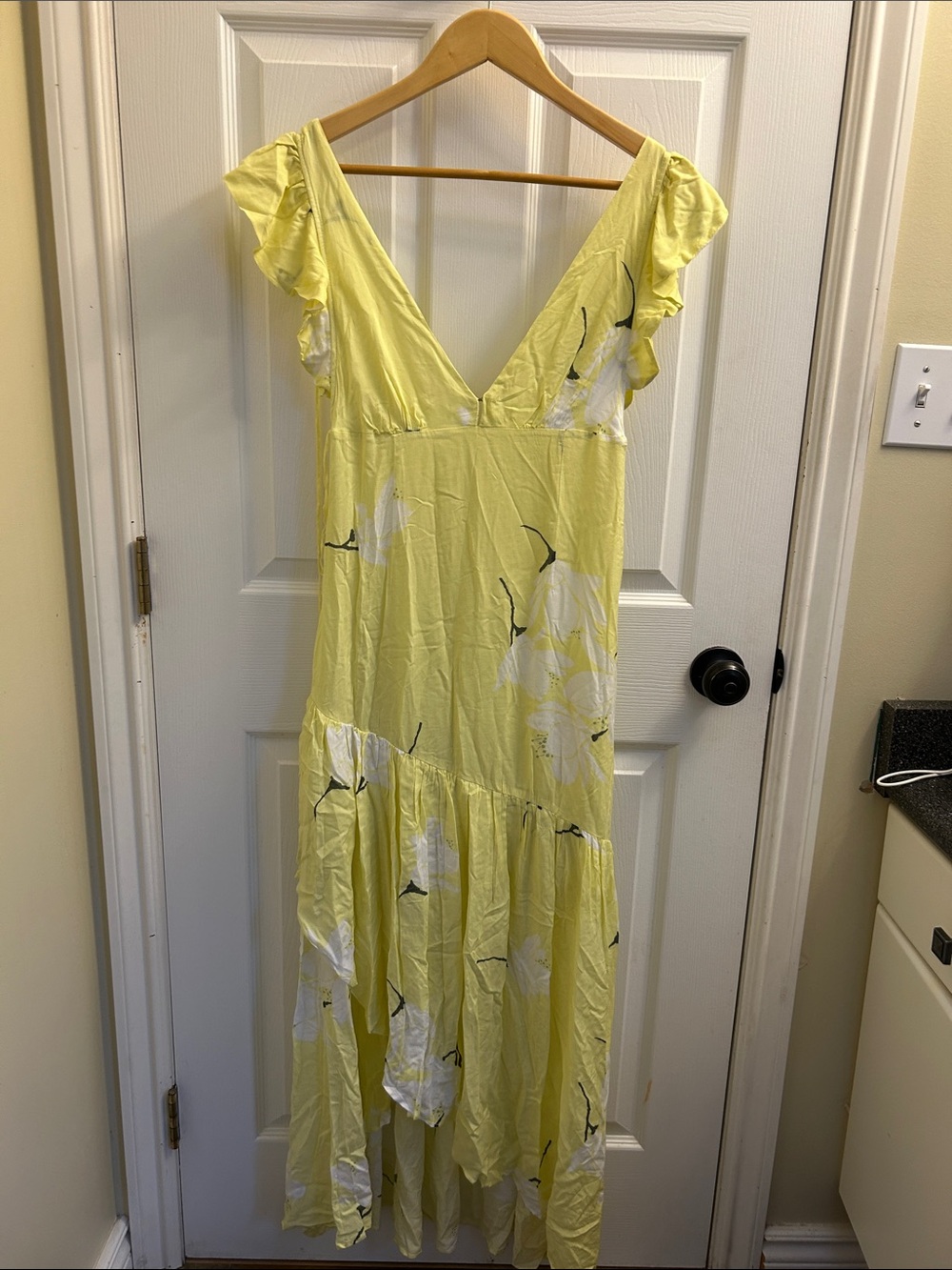 Free People Lemon Floral V-Neck Maxi Dress